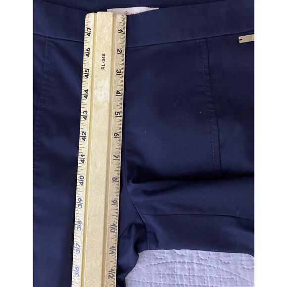 Tory Burch Sz 6 Skinny Callie Navy Blue Pockets Front Seam Ankle Crop Pants - Picture 9 of 10